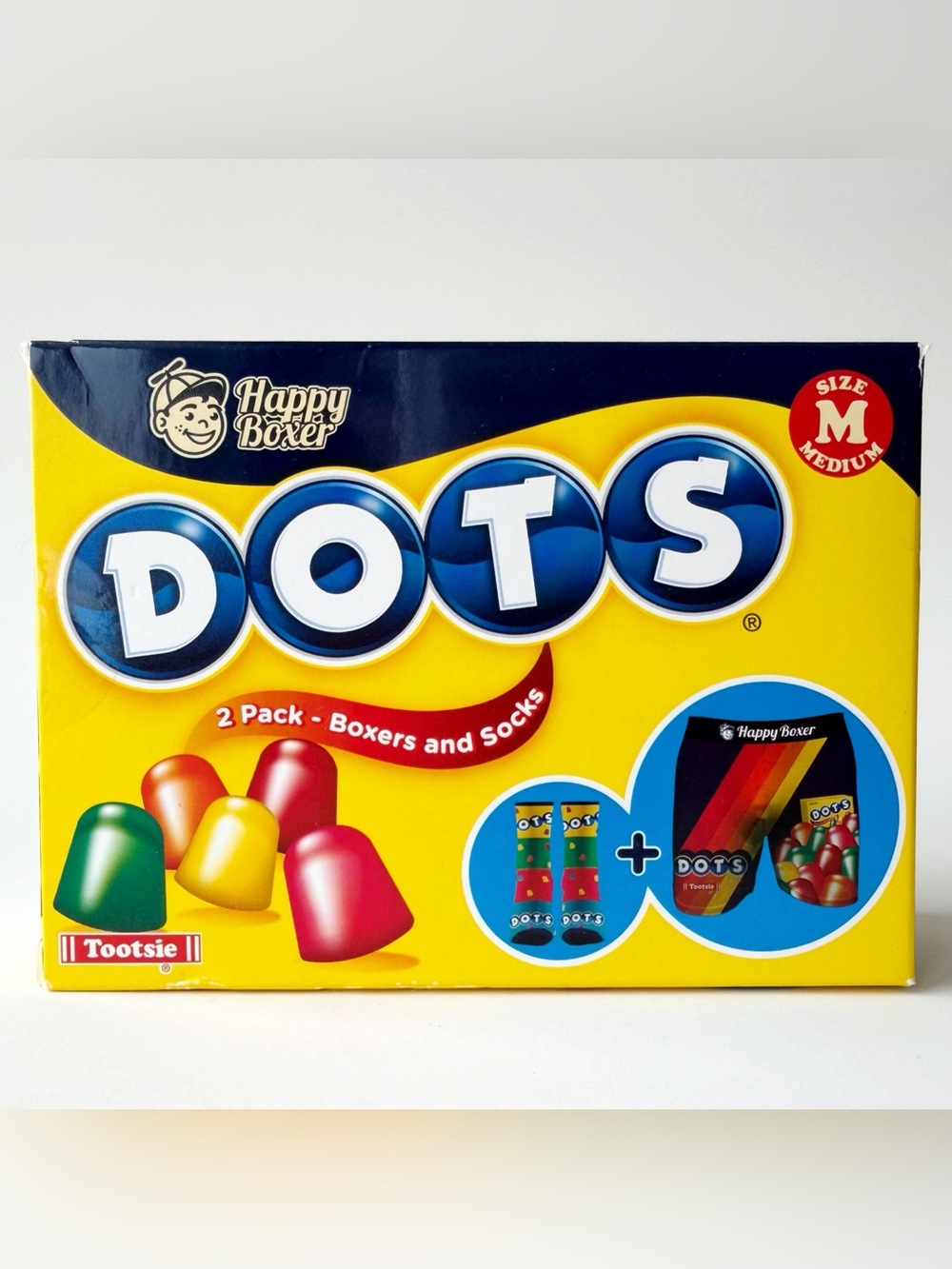 Dots Candy Boxer Briefs Socks Gift Set Mens Medium Tootsie Roll Brand